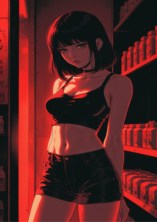 Anime girl red glow