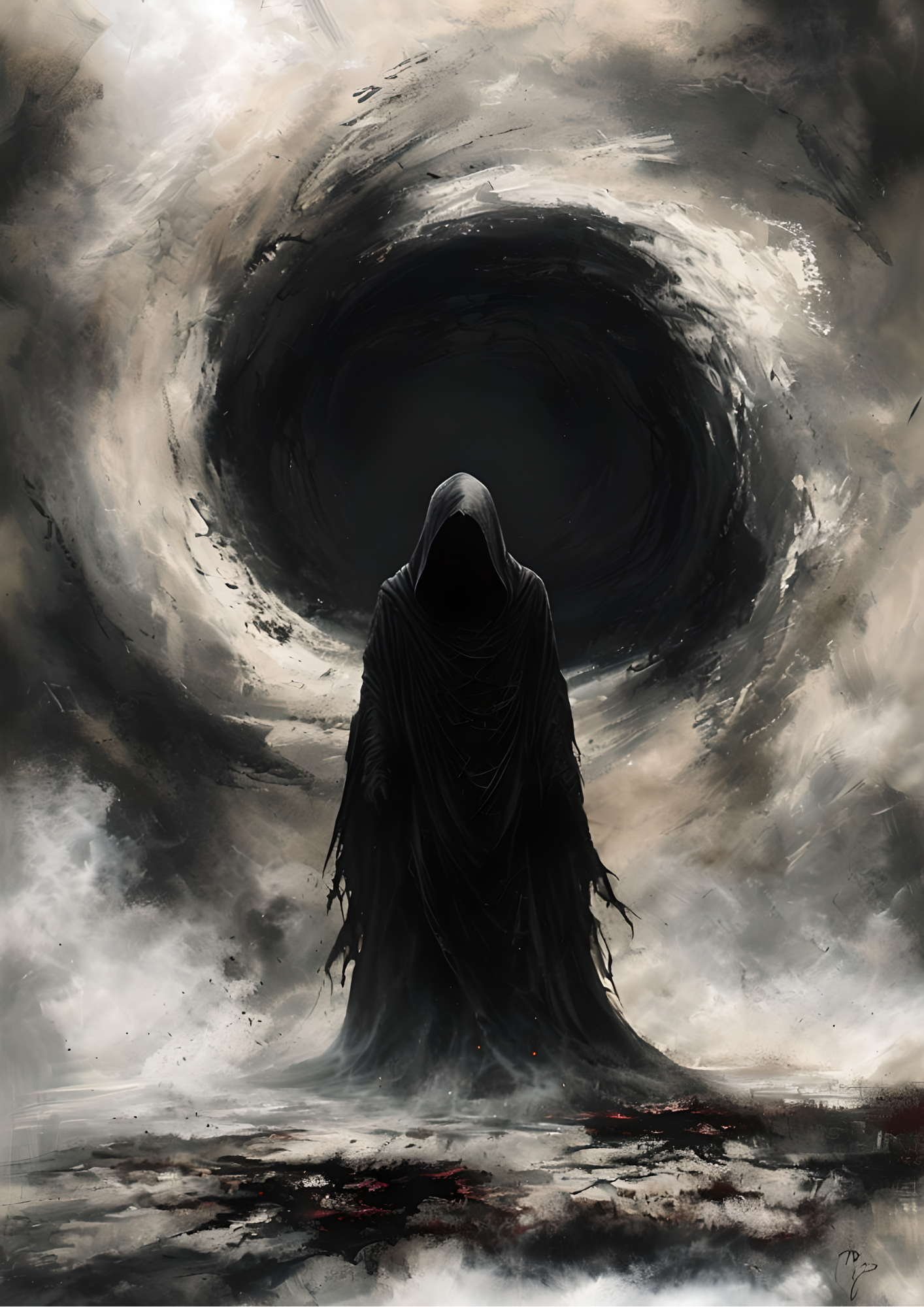 Fantasy mysterious figure art style