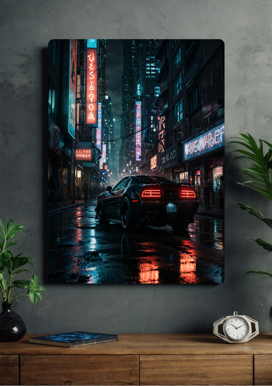 Cyber car night city