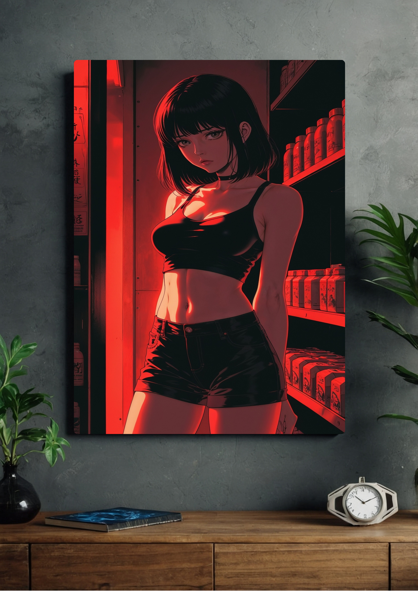 Anime girl red glow