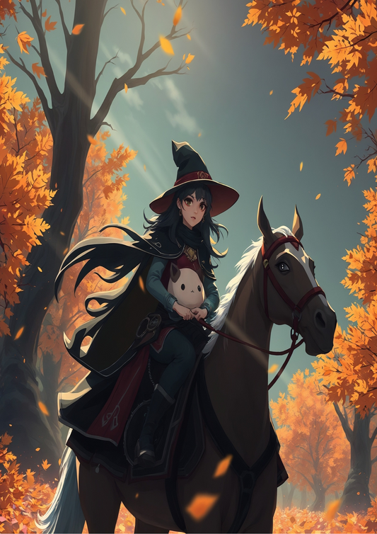 Anime witch with pet