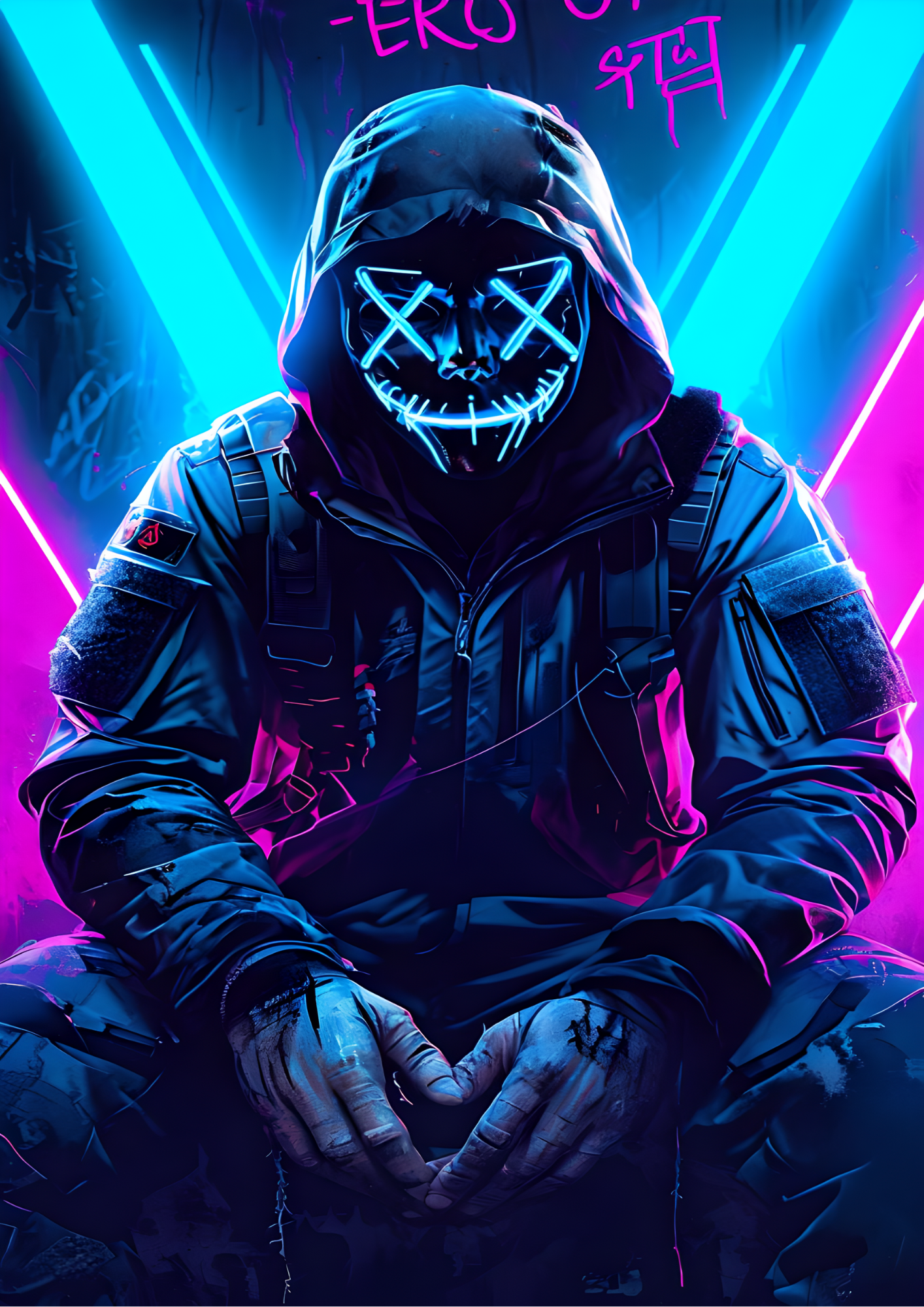 Scifi cyber neon style