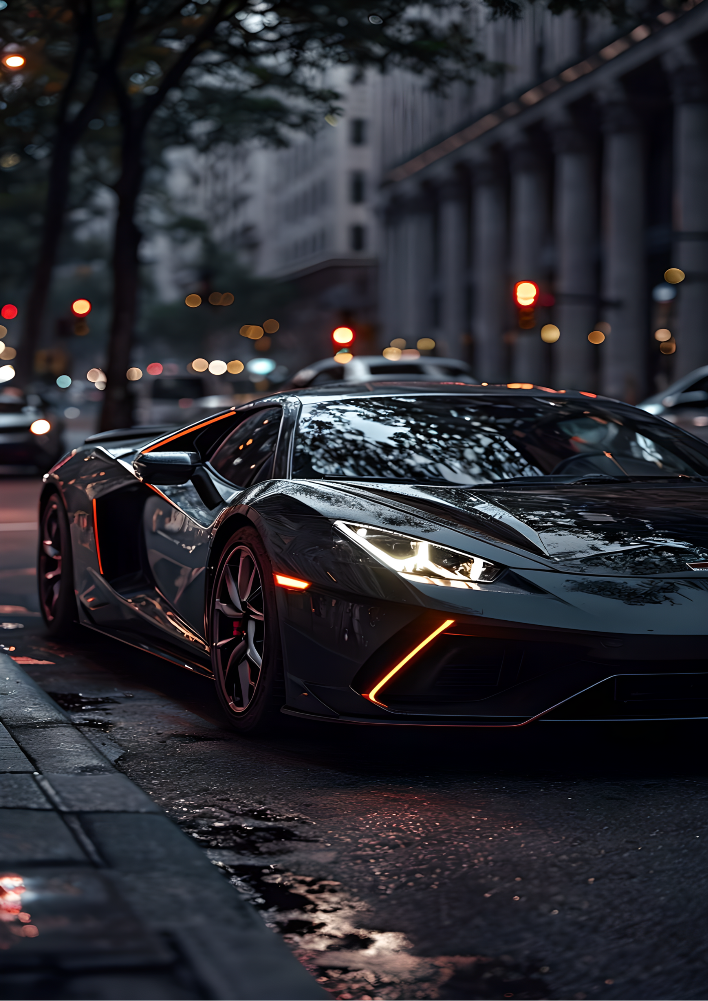 Supercar black city