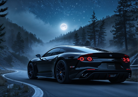 Supercar mountains night